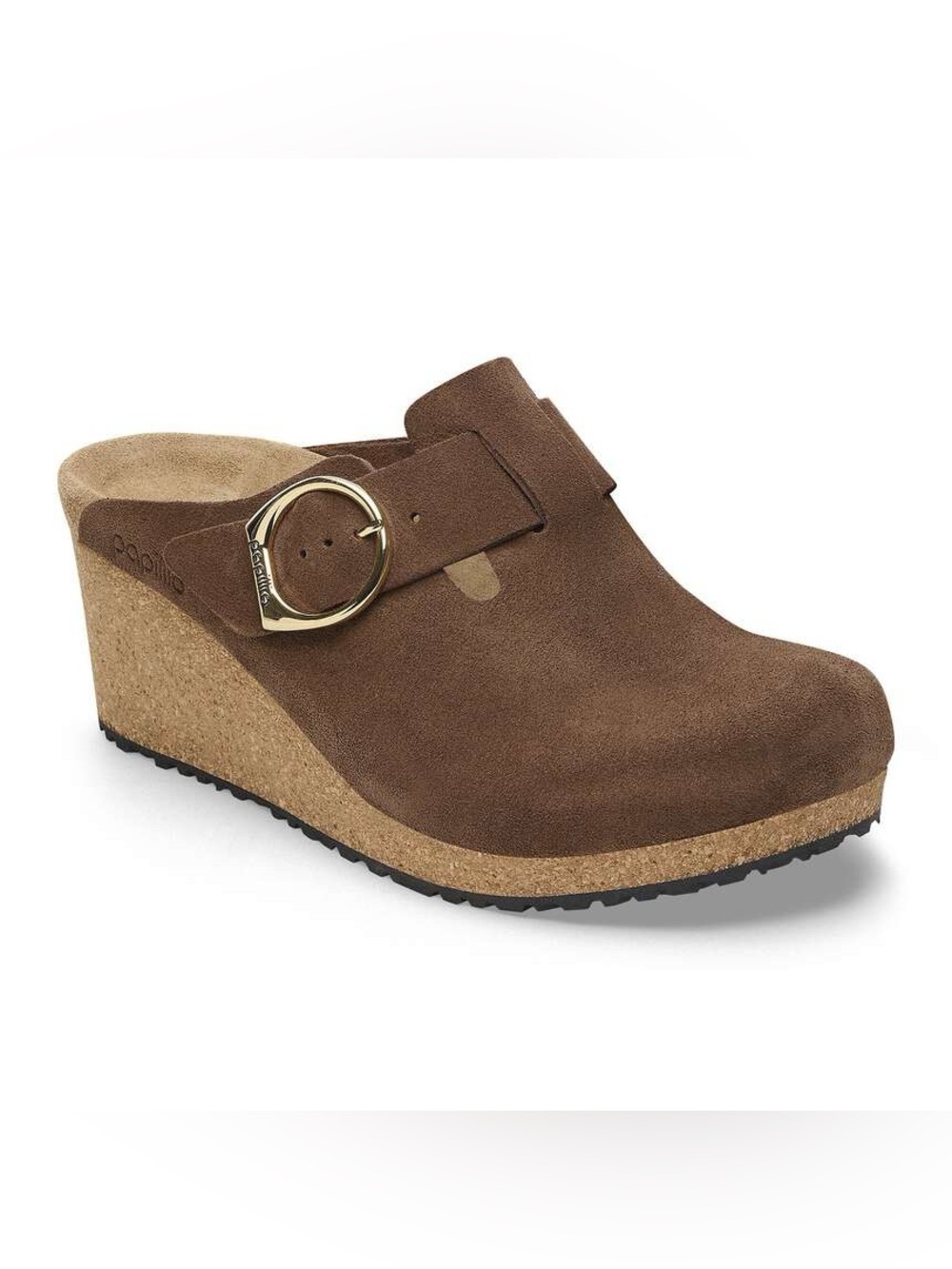 NEW! Birkenstock Papillio Fanny Suede Leather Wedge Heel Clogs